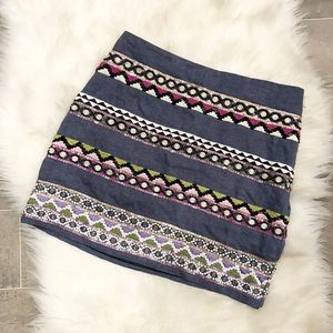 Nicole Miller Artelier Embroidered Jewel Skirt